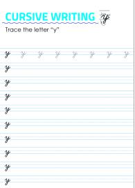 Letter y - Lowercase Cursive Writing