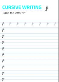 Letter z - Lowercase Cursive Writing