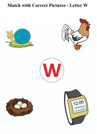 Letter W sound word pictures - Matching Letters to Pictures #1