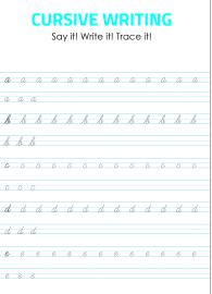 Lowercase Cursive Alphabet Tracing and Writing - a - e