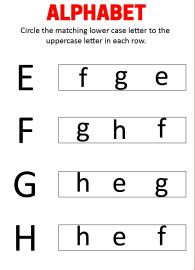 Match Uppercase and Lowercase Letters E F G H - Alphabet Matching