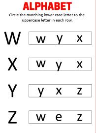 Match Uppercase and Lowercase Letters W X Y Z - Alphabet Matching