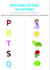 Matching Letters to Pictures P to T - Alphabet Matching
