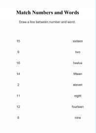 Matching Numbers With Words Upto 20