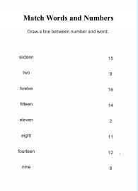 Matching words to numbers up to 20