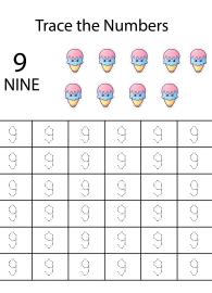 Number Tracing 9 - Count and Trace the Numbers