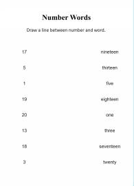 Number Word Match 1 to 20 #1