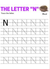 Practice Capital Letter N - Uppercase Letter Tracing