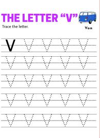 Practice Capital Letter V - Uppercase Letter Tracing