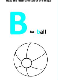 Read Letter B and Color the Ball