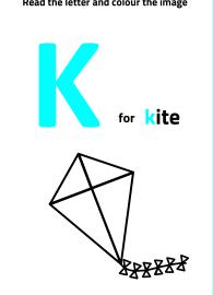 Read Letter K and Color the Kite
