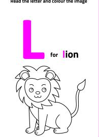 Read Letter L and Color the Lion