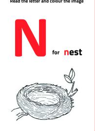 Read Letter N and Color the Nest