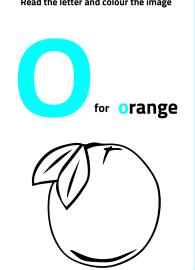 Read Letter O and Color the Orange