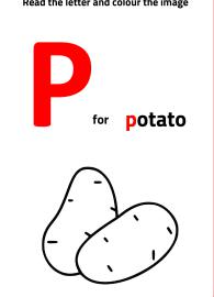 Read Letter P and Color the Potato