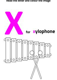 Read Letter X and Color the Xylophone