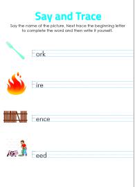 Say and Trace: Letter F Beginning Sound Words