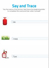 Say and Trace: Letter G Beginning Sound Words