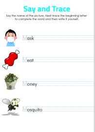 Say and Trace: Letter M Beginning Sound Words