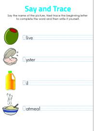 Say and Trace: Letter O Beginning Sound Words