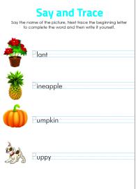 Say and Trace: Letter P Beginning Sound Words #1