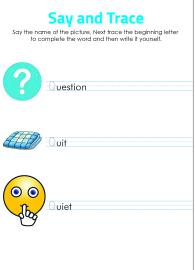 Say and Trace: Letter Q Beginning Sound Words