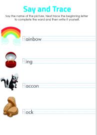 Say and Trace: Letter R Beginning Sound Words