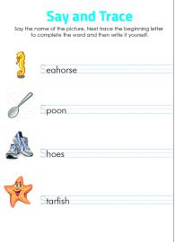 Say and Trace: Letter S Beginning Sound Words