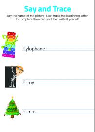 Say and Trace: Letter X Beginning Sound Words