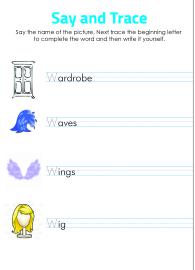 Say and Trace: Letter W Beginning Sound Words