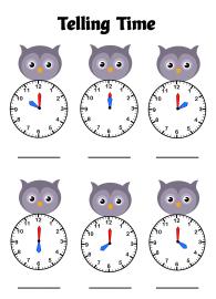 Telling Time to the Hour - Owl Theme Time