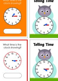 Telling Time to the Quarter Hour (Quarter Past) - Owl Cards Theme Time #1