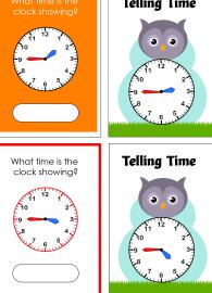 Telling Time to the Quarter Hour (Quarter To) - Owl Cards Theme Time #1