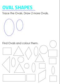 Trace, Draw, Find and Color Oval Shapes