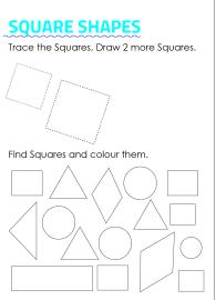 Trace, Draw, Find and Color Square Shapes
