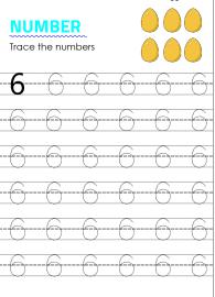 Tracing number 6 - Numbers 1-10 tracing