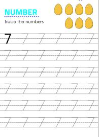 Tracing number 7 - Numbers 1-10 tracing
