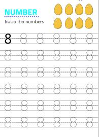Tracing number 8 - Numbers 1-10 tracing