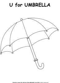 U for Umbrella Coloring Page