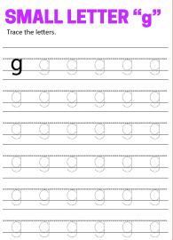 Writing Small Letter g - Lowercase Letter Tracing