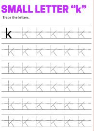 Writing Small Letter k - Lowercase Letter Tracing