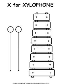 X for Xylophone Coloring Page
