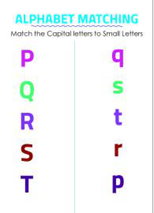 English Worksheet: Alphabet Matching - Match Capital and Small Letters - P to T Worksheet