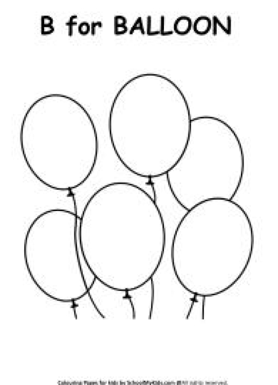 Art And Craft Worksheet: B for Balloon Coloring Page Worksheet
