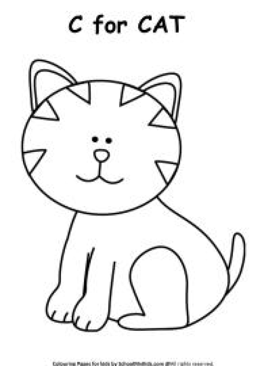 Art And Craft Worksheet: C for Cat Coloring Page Worksheet