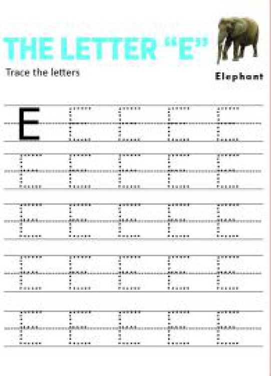 English Worksheet: Capital Letter E - Practice Uppercase Letter Tracing Worksheet