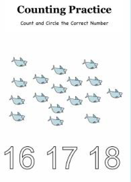 Math Worksheet: Circle the Correct Number up to 18 Worksheet