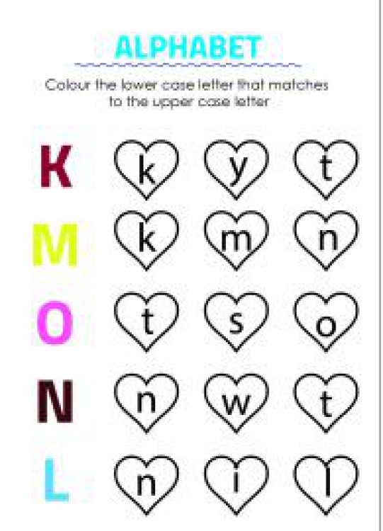 Art And Craft Worksheet: Color Matching Uppercase and Lowercase Letters - K to O Worksheet