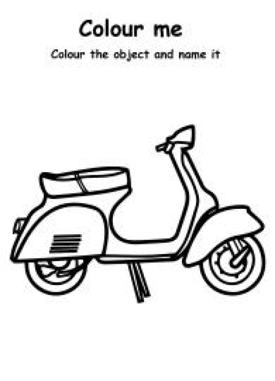 Art And Craft Worksheet: Color Me - Scooters - Transportation Coloring Pages Worksheet