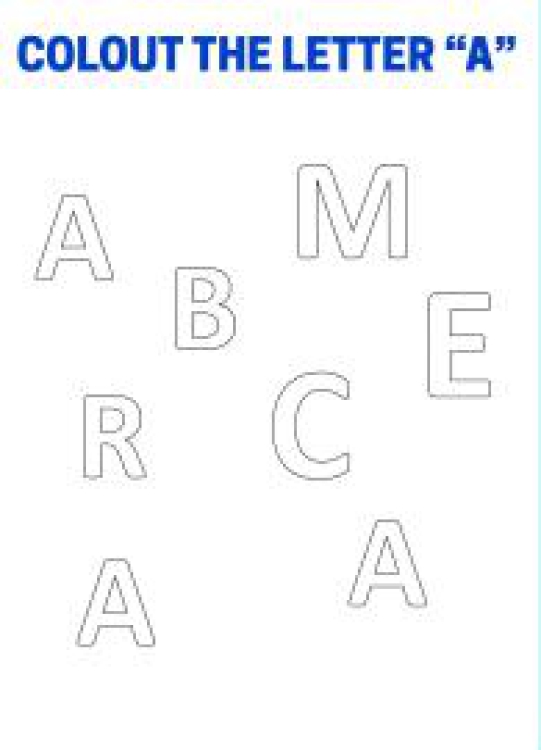 Art And Craft Worksheet: Color The Letter A - Capital Letter Recognition Worksheet